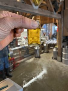 Woodstock Farmers' Market maple syrup maker Richardson Farm maple syrup testing.