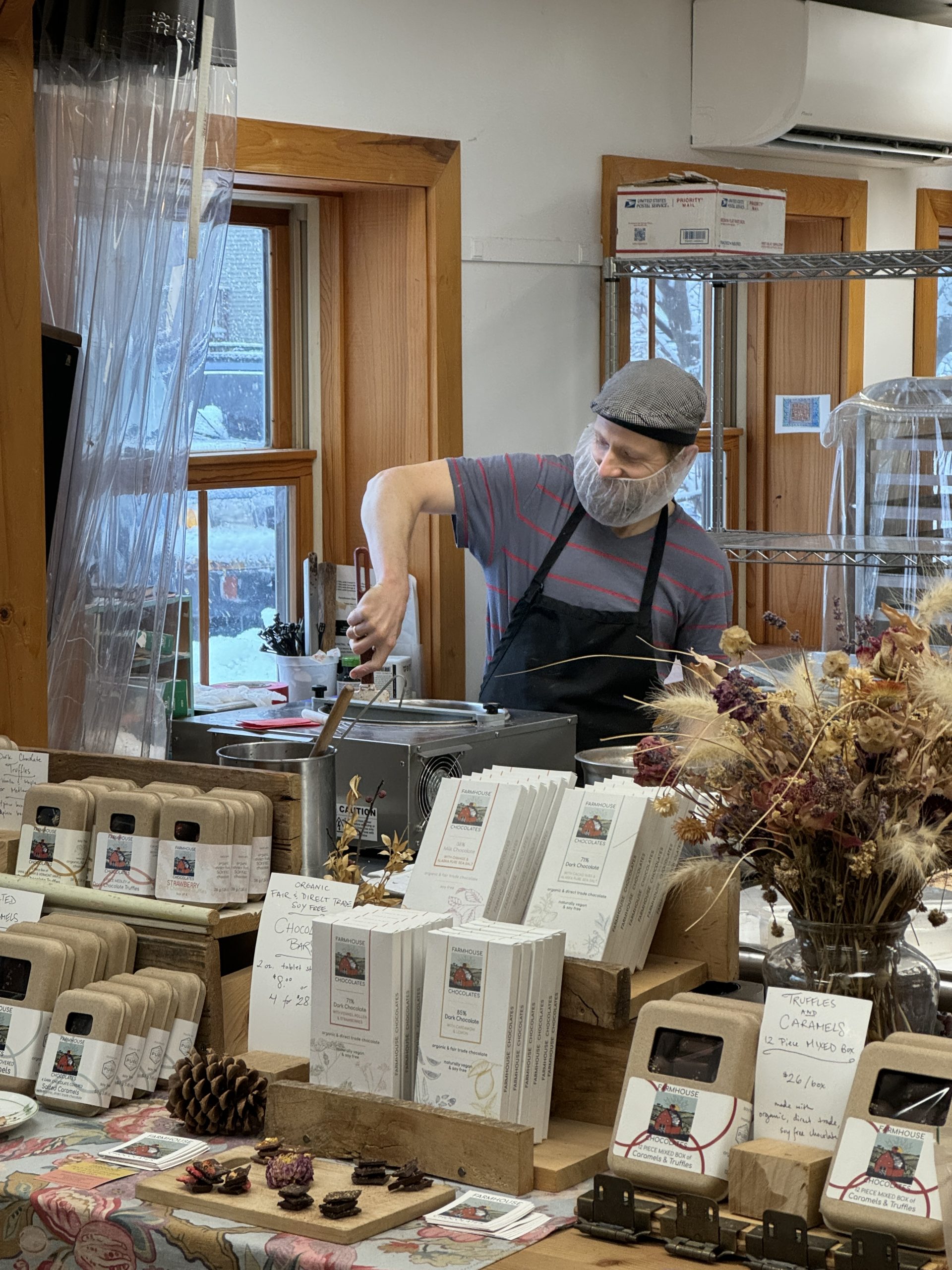 Farmhouse Chocolates production. Farmhouse Chocolates are available at Woodstock Farmers' Market.