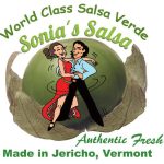 Sonia's Salsa is available at Woodstock Farmers' Market. Image is a logo showing two people salsa dancing.